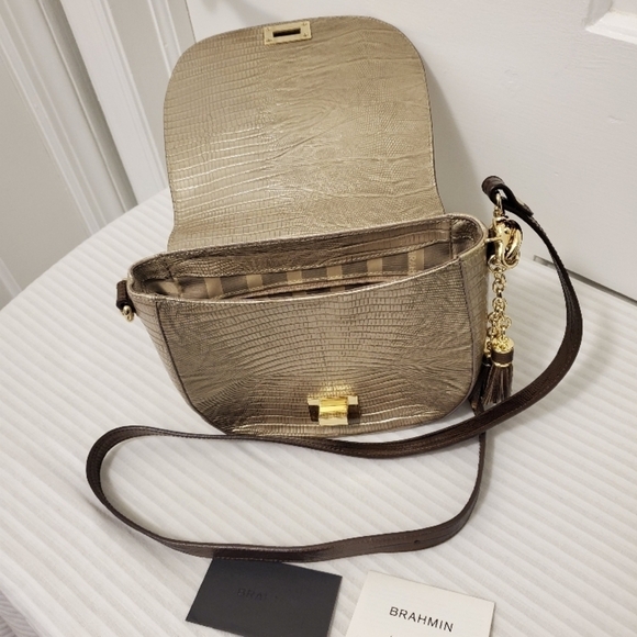 Brahmin Sonny Croc Print Leather Crossbody, Classic w/goldtone hardware - Picture 10 of 15